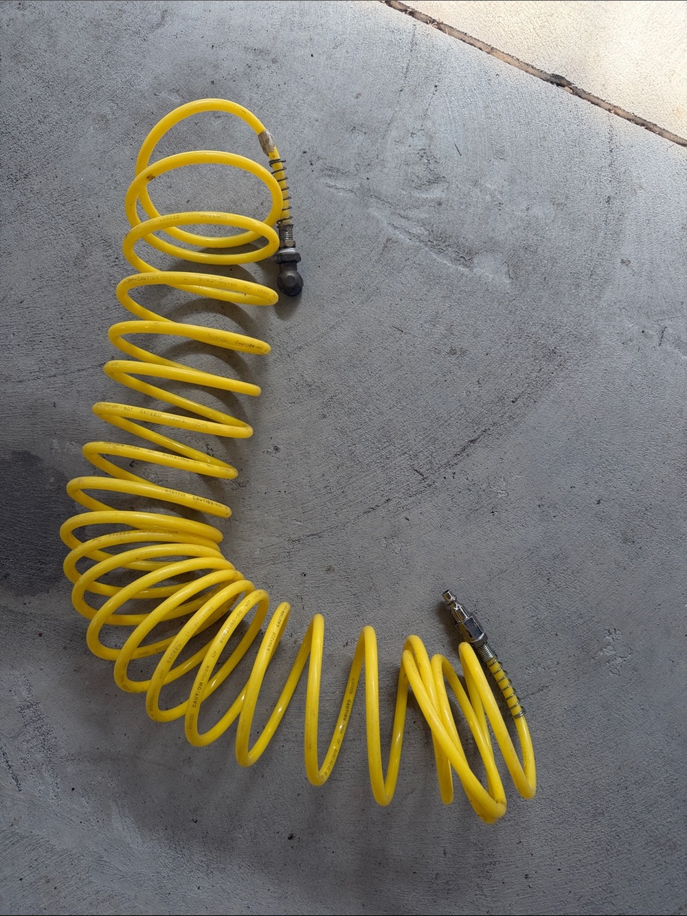 Yellow coiled Air Hose for compressors